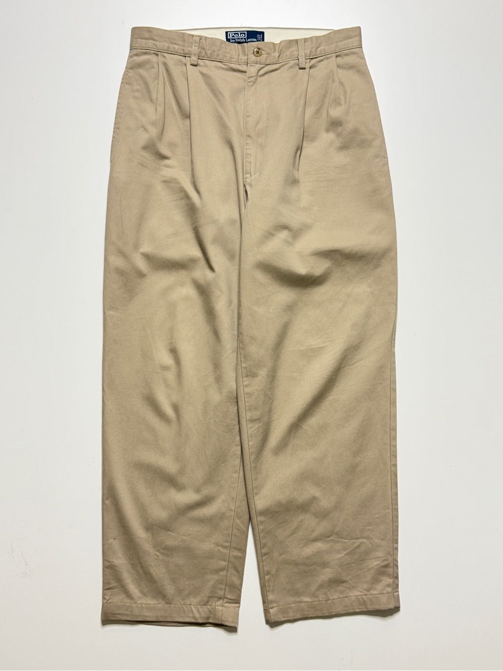 Polo Ralph Lauren Pleated Khaki Relaxed Fit Chinos Mens W31 Beige Tan
